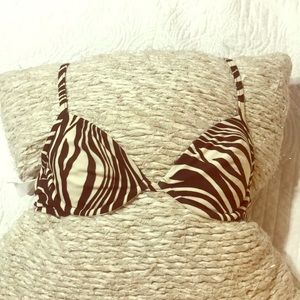 Chocolate and cream JCREW zebra bikini top